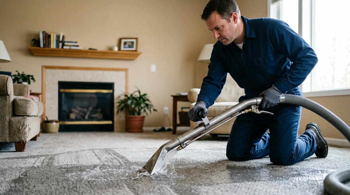 Water damage restoration technician working near Carterville, MO